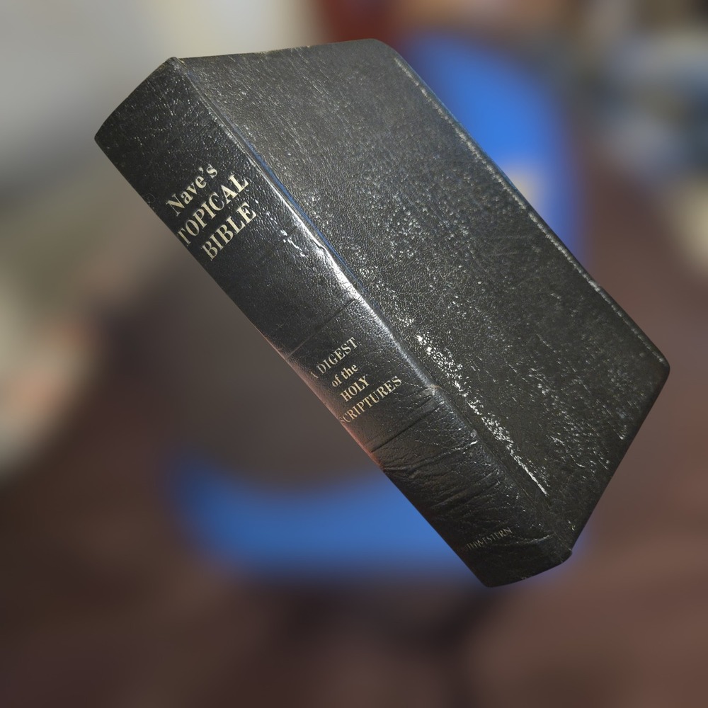 VTG 1976 Naves Topical Bible Black Leather‎ Thumb Index Holy Scripture Study GUC